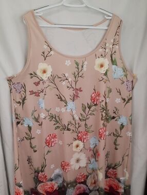 Floral Scoop Neck Sleeveless Top - Blush Pink - Size 3XL